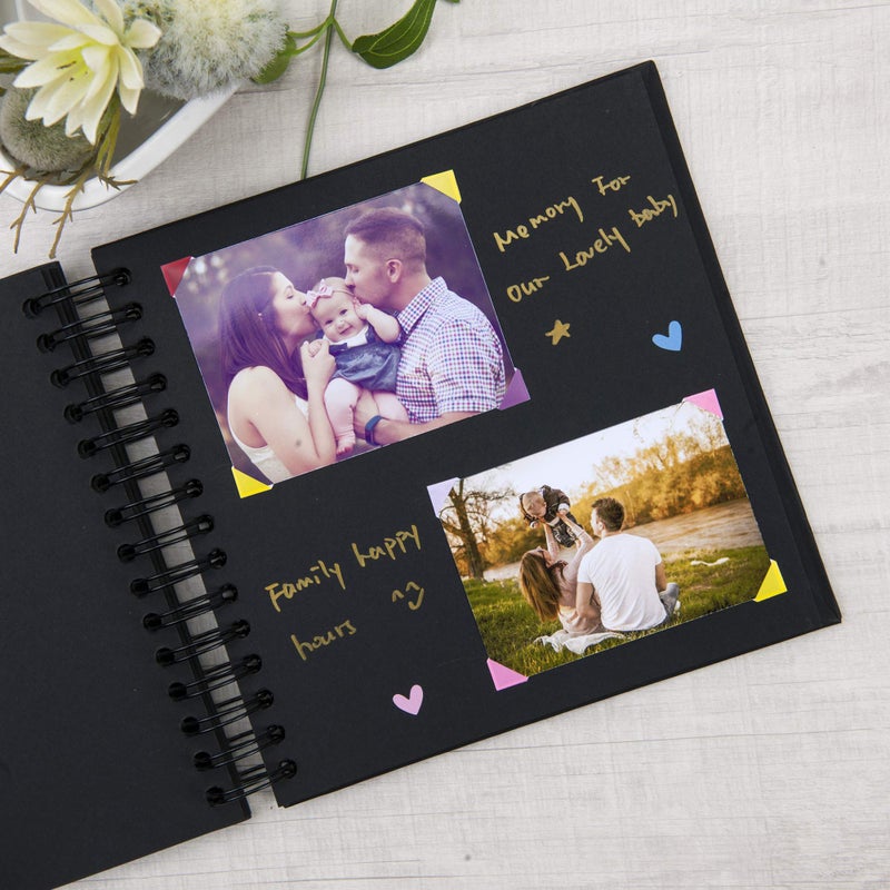 Gearchic ألبوم صور صغير 8 × 8 بوصة من DIY مع غلاف صورة 80 صفحة غلاف صلب ورق حرفي ألبوم صور لكتاب الضيوف، ذكرى سنوية، هدايا عيد الحب (أسود، 8 × 8 بوصة) - Image 3